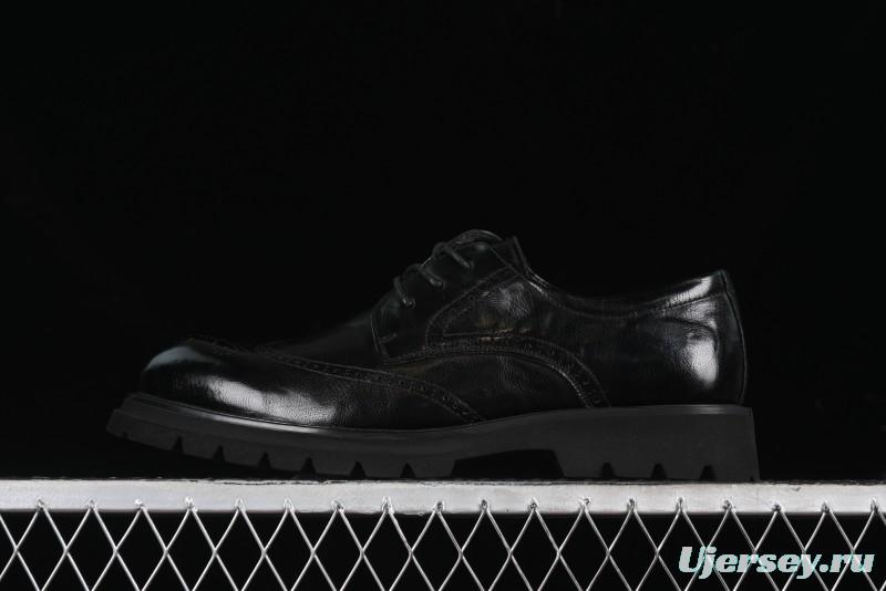 Ecco Block Brogue Business Derby Round Toe Genuine Leather Dress Shoes - 63667201001