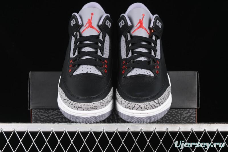 Nike Air Jordan 3 Retro Black Cement Sneakers with Visible Air Cushion - DN3707-010