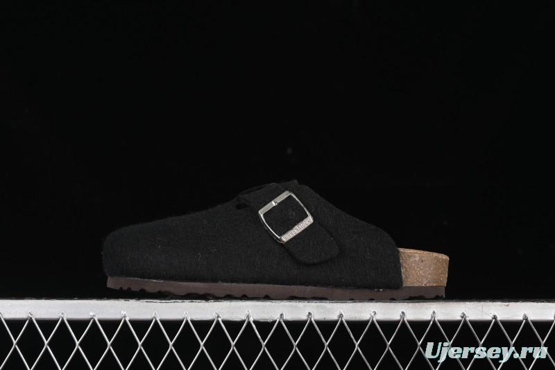 Birkenstock Half Open Toe Sandals with Smokeless Coal Wool Upper - G.D4