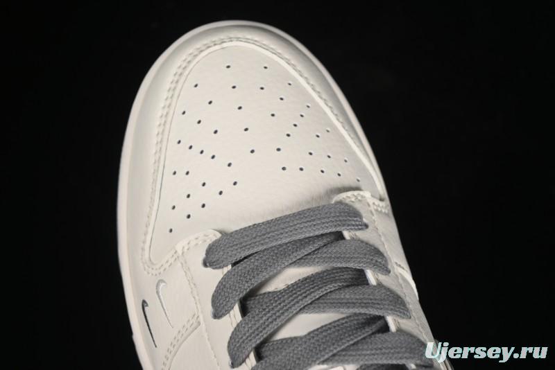 Nike SB Dunk Low Stussy Collaboration - Off White Dark Grey Swoosh Anniversary Custom Low-Top Casual Skate Shoes - DQ1098-382