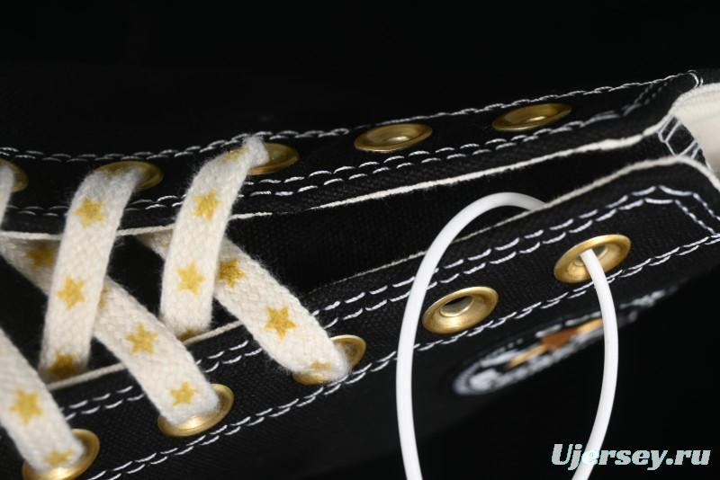 Converse Chuck 1970s High-Top Sneakers with Gold Star Accents and Classic Black & White Design - A12462C