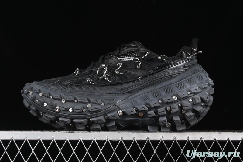 Balenciaga Defender Rubber Platform Sneakers Low-Top Combat Outdoor Shoes with Studded Design and Exaggerated Tire Tread Sole - W2RAG1081