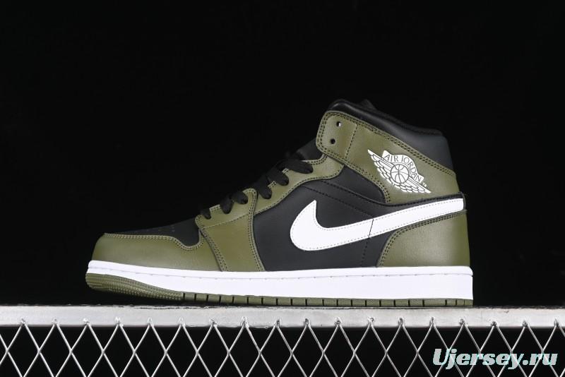 Nike Air Jordan 1 Mid AJ1 Army Green Mid-Top Casual Sneakers - DQ8426-092