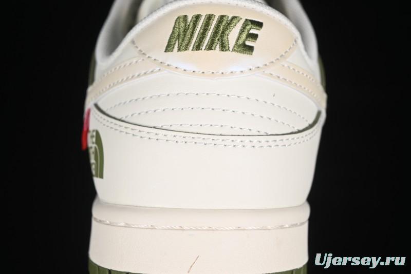 Nike SB Dunk Low Supreme The North Face Collaboration - Beige Green Reflective Swoosh Anniversary Custom Edition Low-Top Casual Skate Shoes - XX2025-638