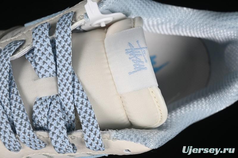 Nike Air Force 1 '07 Low Stussy Collaboration - Off White Elegant Blue Low-Top Casual Sneakers - XZ3328-002