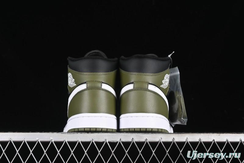 Nike Air Jordan 1 Mid AJ1 Army Green Mid-Top Casual Sneakers - DQ8426-092