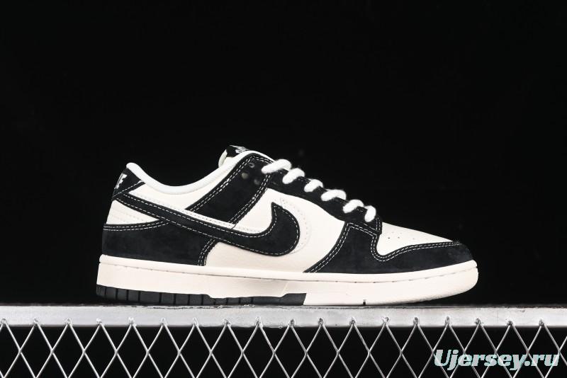 Nike SB Dunk Low Stussy Collaboration - Black White Marking Line Anniversary High-End Custom Low-Top Casual Sneakers - BB9898-008