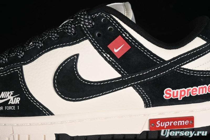 Nike SB Dunk Low SUP Collaboration - Black White Black Swoosh Anniversary Custom Low-Top Casual Skate Shoes - MM1089-020