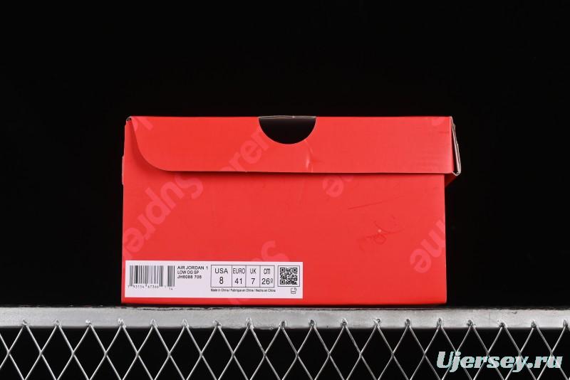 Nike Travis Scott x Fragment Design x Air Jordan 1 Low OG SP AJ1 Supreme Collaboration - Green Canvas Swoosh Low-Top Casual Sneakers - JH6088-706