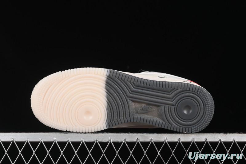 Nike Air Force 1 '07 Low Stussy Collaboration - White Grey Two-Tone Low-Top Casual Sneakers - XZ6188-015