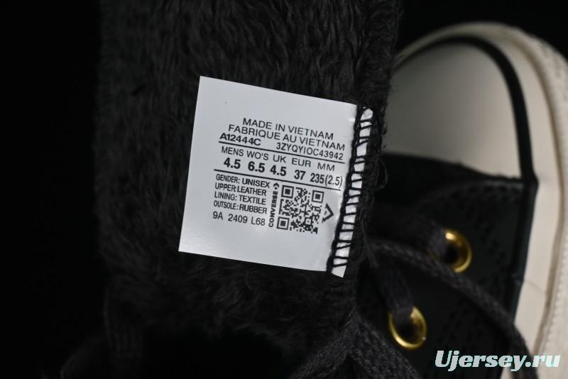 Converse Chuck 1970s Winter Waterproof Leather High-Top Sneakers with Gold Eyelets and Fleece Lining - A12444C