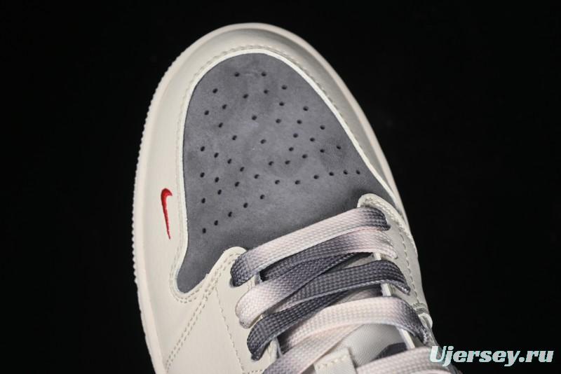 Nike Air Jordan 1 Low AJ1 The North Face Collaboration - Off White Grey Silver Trim Retro Basketball Shoes - SJ9950-039