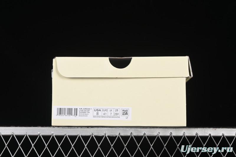 Nike Travis Scott x Fragment Design x Air Jordan 1 Low OG SP AJ1 Supreme Collaboration - Mist Blue Low-top Casual Sneakers - SJ2068-119