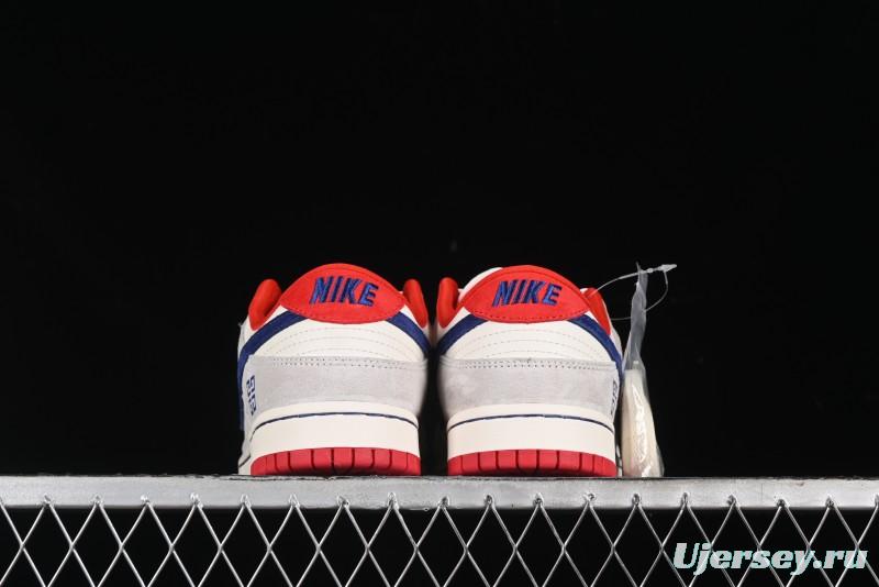 Nike SB Dunk Low Givenchy Collaboration - Gray Blue Red Double Swoosh Anniversary High-End Custom Low-Top Casual Sneakers - CF3688-033