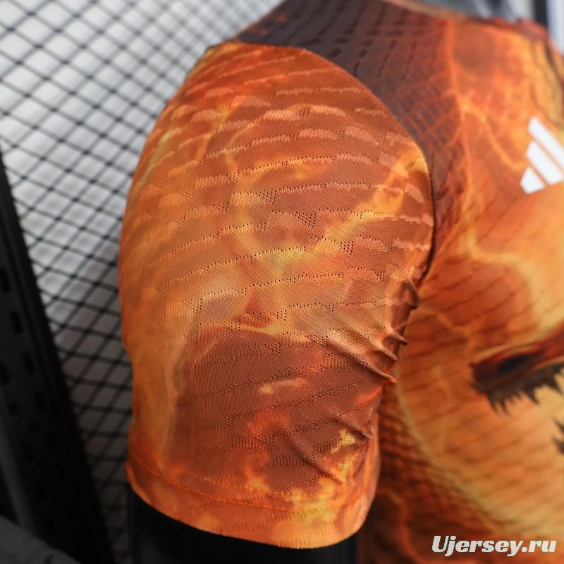 Player Version 25/26 Real Madrid NA ZHA Orange with Dragon Warrior Jersey