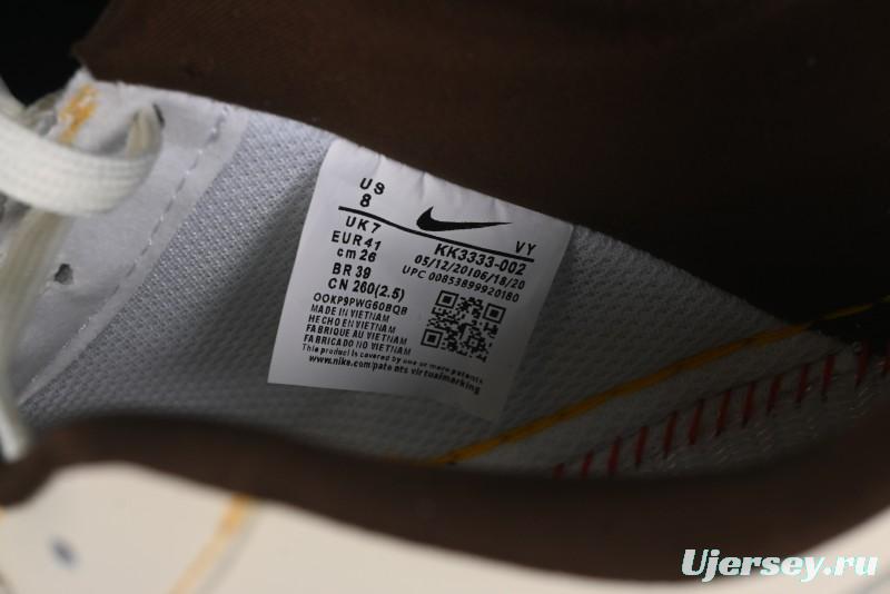 Nike Air Force 1 '07 Low UN Collaboration Casual Sneakers in Off-White with Yellow Stitch - KK3333-002