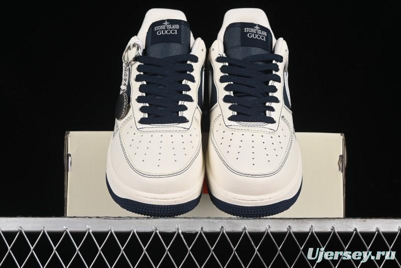 Nike Air Force 1 '07 Low Gucci Stone Island Collaboration - Off White Graphite Low-Top Casual Sneakers - KK1988-013
