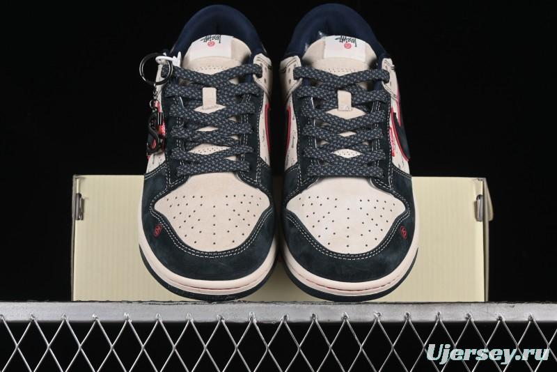 Nike SB Dunk Low Stussy Collaboration - Anniversary High-End Custom Low-Top Casual Skate Shoes - DQ1098-520