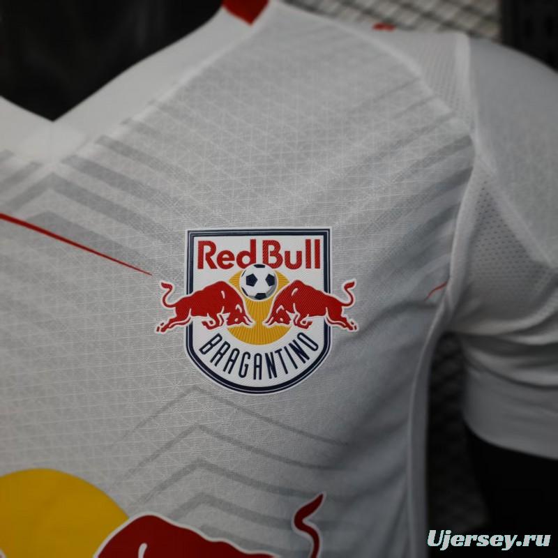 Player Version 25/26 RB Leipzig White with Chevron Pattern and Red Bull Logo Jersey