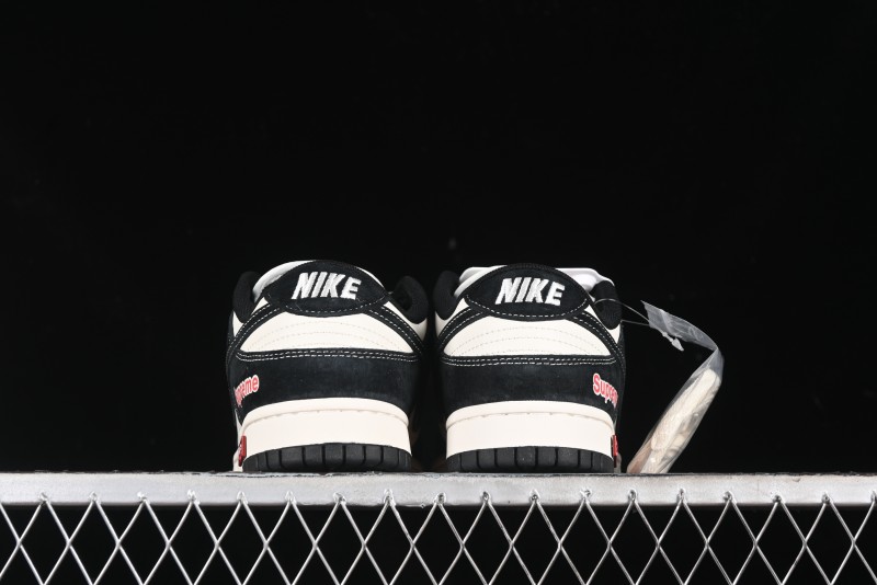 Nike SB Dunk Low SUP Collaboration - Black White Black Swoosh Anniversary Custom Low-Top Casual Skate Shoes - MM1089-020