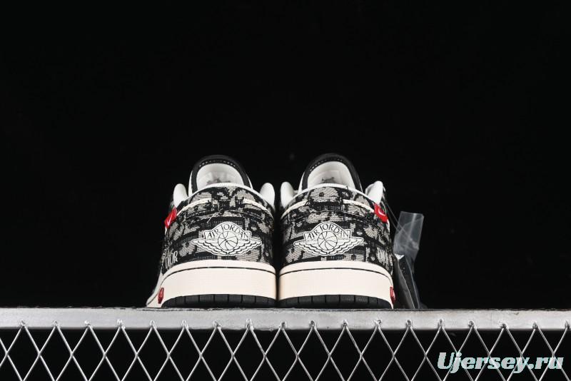 Nike Air Jordan 1 Low AJ1 Dior Collaboration - White Black Red Label Retro Basketball Shoes - SJ9950-036