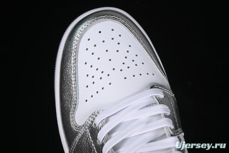 Nike Air Jordan 1 Mid Basketball Shoes Silver White - FN5031-100