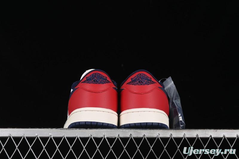Nike Air Jordan 1 Low OG "Howard University" Casual Sneakers with Blue Toe and Red Heel - HQ2993-100