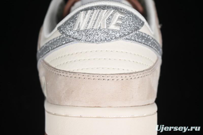Nike SB Dunk Low UN Collaboration - Light Brown with Silver Swoosh Anniversary High-End Custom Low-Top Casual Sneakers - CF3688-013