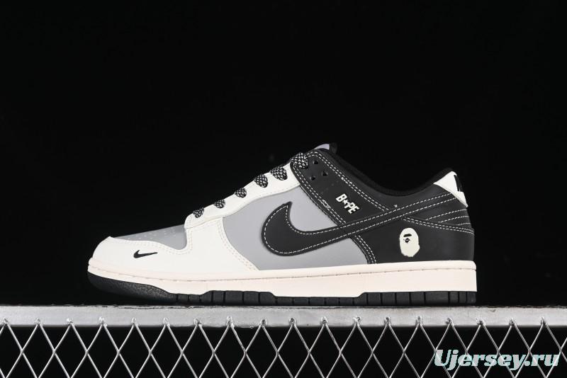 Nike SB Dunk Low BAPE Collaboration Anniversary Edition - White Grey Black Low Top Casual Skate Shoes - BB8969-007