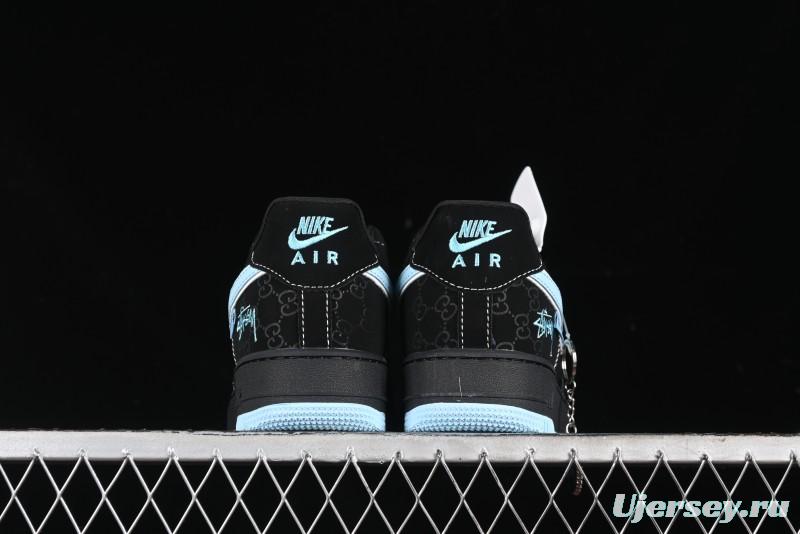 Nike Air Force 1 '07 Low Stussy Collaboration - Black Tiffany Low-Top Casual Sneakers - KK1988-008
