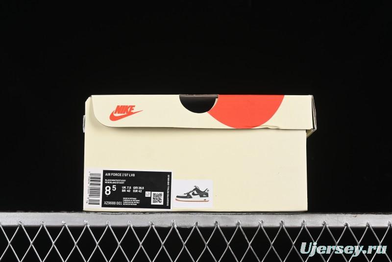 Nike Air Force 1 '07 Low Stussy Collaboration - Black Gum Marked Swoosh Low-Top Casual Sneakers - XZ9688-001