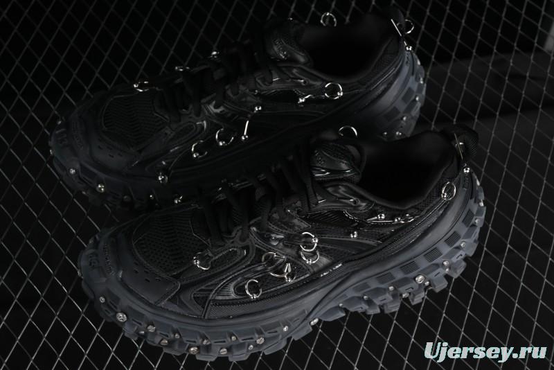 Balenciaga Defender Rubber Platform Sneakers Low-Top Combat Outdoor Shoes with Studded Design and Exaggerated Tire Tread Sole - W2RAG1081