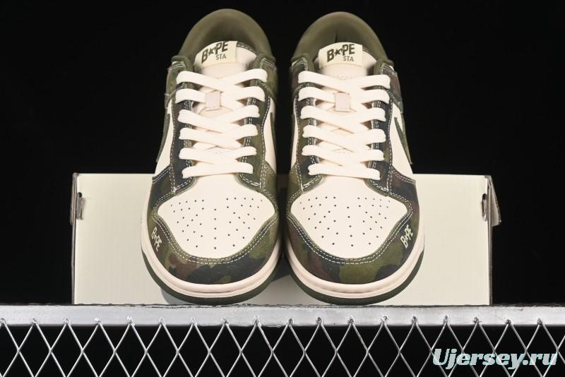 Nike SB Dunk Low Bape Collaboration - Jungle Camouflage Anniversary Custom Low-Top Casual Skate Shoes - CH6336-230