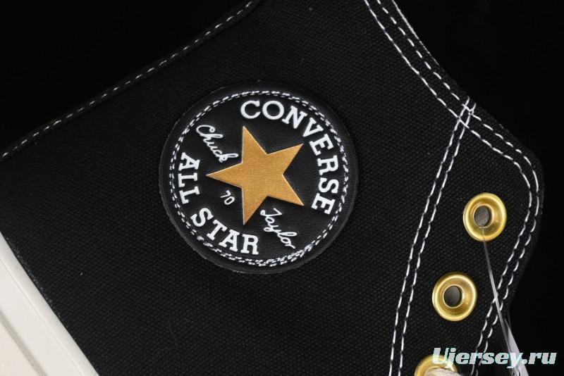 Converse Chuck 1970s High-Top Sneakers with Gold Star Accents and Classic Black & White Design - A12462C