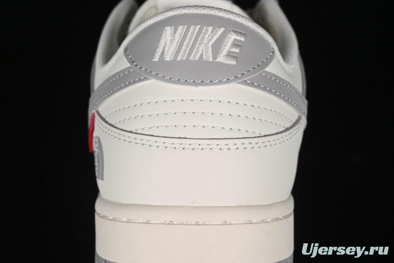 Nike SB Dunk Low Supreme The North Face Collaboration - Light Gray Reflective Swoosh Anniversary Custom Edition Low-Top Casual Skate Shoes - XX2025-628