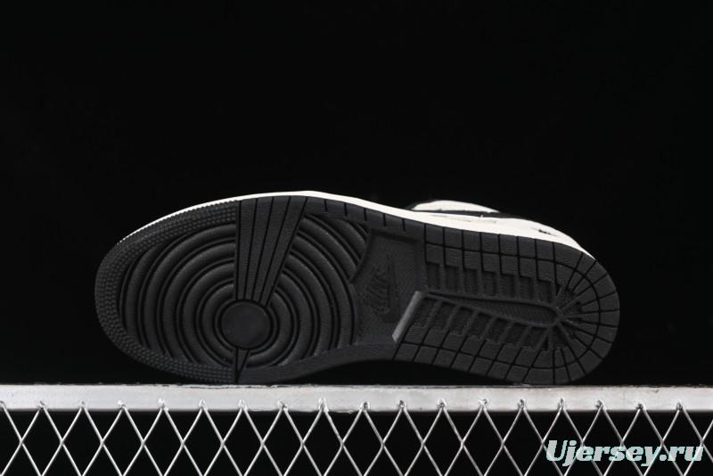 Nike Air Jordan 1 Low Stussy Collaboration - Silver Trim Black Swoosh Retro Basketball Shoes - SJ9950-026