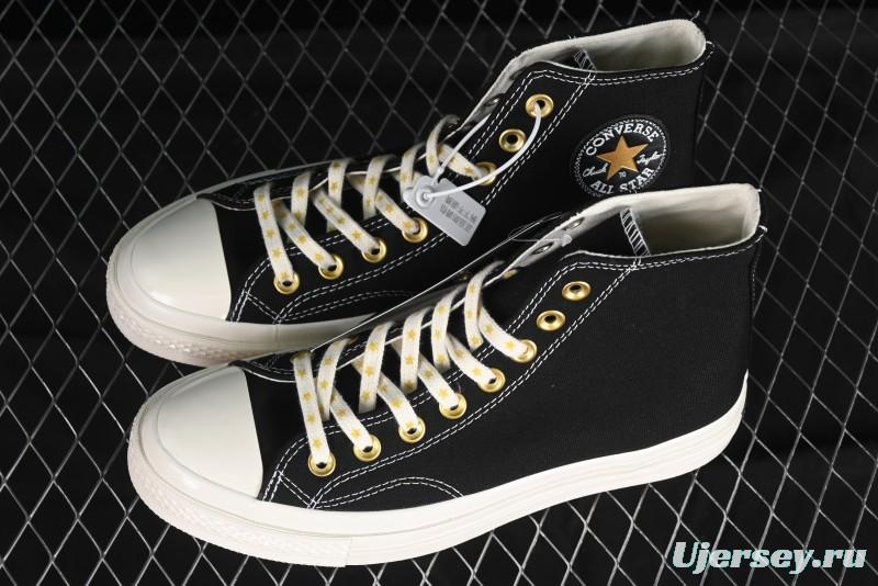 Converse Chuck 1970s High-Top Sneakers with Gold Star Accents and Classic Black & White Design - A12462C