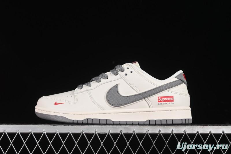 Nike SB Dunk Low Supreme Collaboration - Beige Canvas Swoosh Anniversary High-End Custom Low-Top Casual Sneakers - XX2025-108