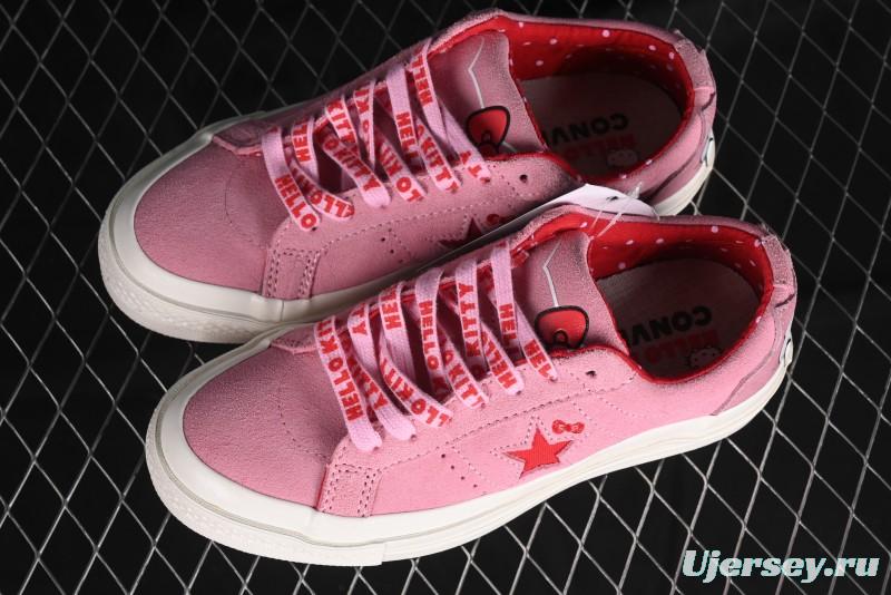 Converse One Star Hello Kitty Collaboration Low Top Casual Sneakers with Embroidered Bow - 362941C