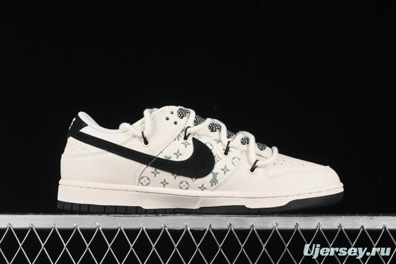 Nike SB Dunk Low Violent Bear Series - Lace-Up Beige with Black Swoosh Anniversary High-End Custom Low-Top Casual Sneakers - SJ2068-291