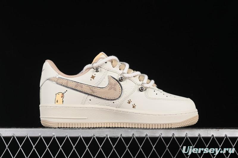 Nike Air Force 1 Low x Capybara "Pearl Girl" Casual Sneakers with Lace-Up Design - LV0506-505