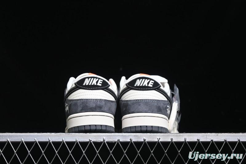 Nike SB Dunk Low Stussy Collaboration Patch Grey Black Black Swoosh Anniversary Custom Low-Top Casual Skate Shoes - MM1089-026