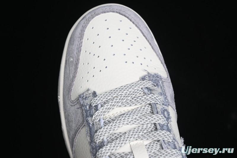 Nike SB Dunk Low Dior Stone Island Triple Collaboration Woven Grey Hook Anniversary High-End Custom Low-Top Casual Sneakers - DM6868-006