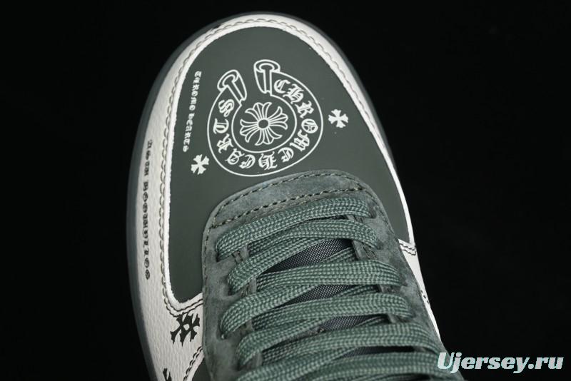 Nike Air Force 1 '07 Low Chrome Hearts Collaboration - Moss Green White Low-Top Casual Sneakers - KK1988-029