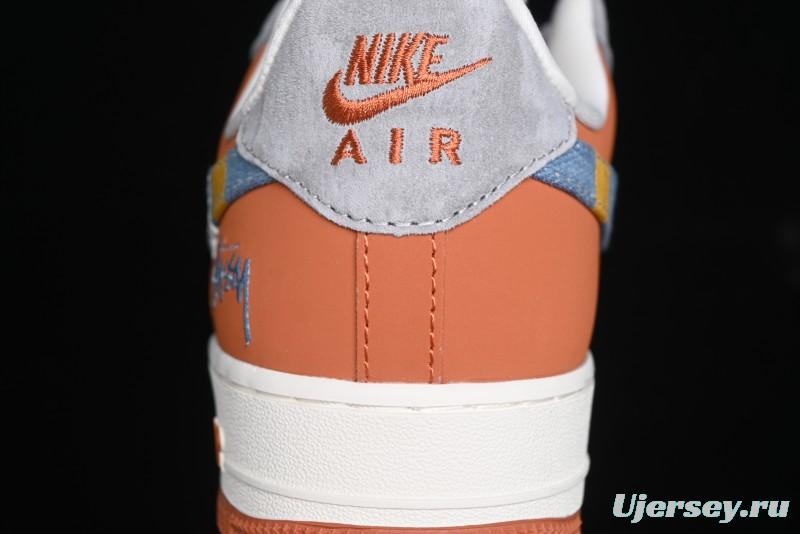 Nike Air Force 1 '07 Low Stussy Collaboration - Grey Brown Flyknit Low-Top Casual Sneakers - KK1988-025