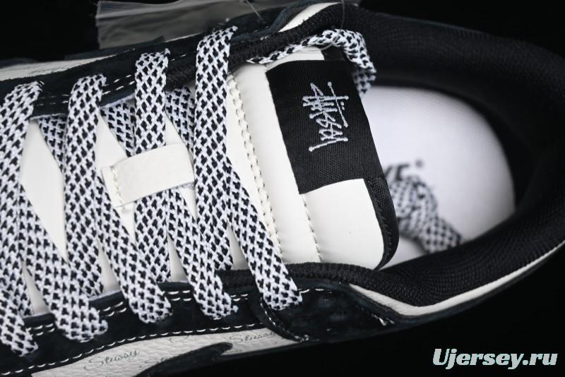 Nike SB Dunk Low Stussy Triple Collaboration - Patchwork Black Swoosh Anniversary Custom Low-Top Casual Skate Shoes - YX5066-222