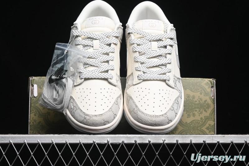 Nike SB Dunk Low Gucci Collaboration - Smoke Grey Sole Anniversary High-End Custom Low-Top Casual Skate Shoes - XX2025-802