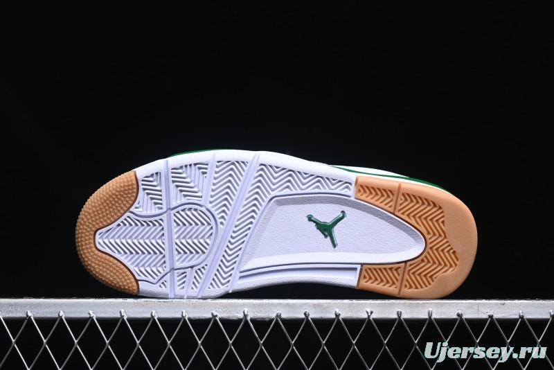 Nike Air Jordan 4 Remastered AJ4 Retro Sneakers in White Green with Gum Sole - FQ7939-103