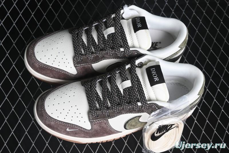 Nike SB Dunk Low Dior Collaboration - Chestnut Anniversary High-End Custom Low-Top Casual Sneakers - XS1086-007