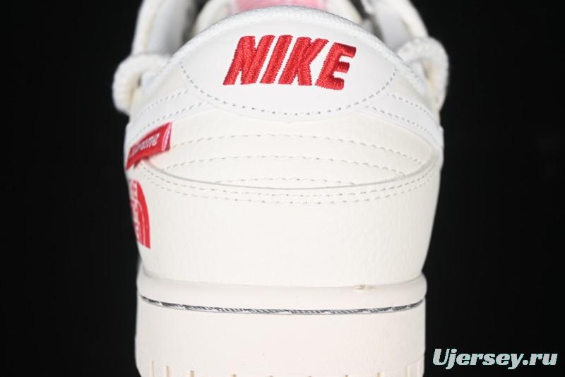 Nike SB Dunk Low x The North Face x Supreme Series - Strap Beige White Hook Anniversary High-End Custom Low-Top Casual Skate Shoes - YX5066-229